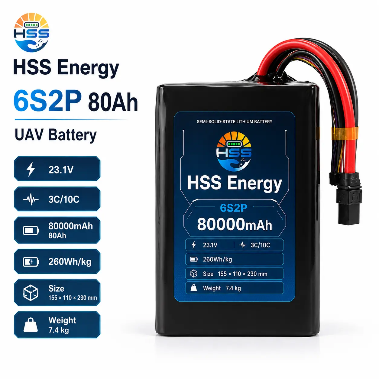 Bateria do UAV de 6S 80000mAh
